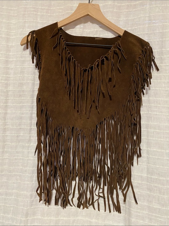 vintage leather Tops - Brown Suede Fringe Women's Top  only - Western Style